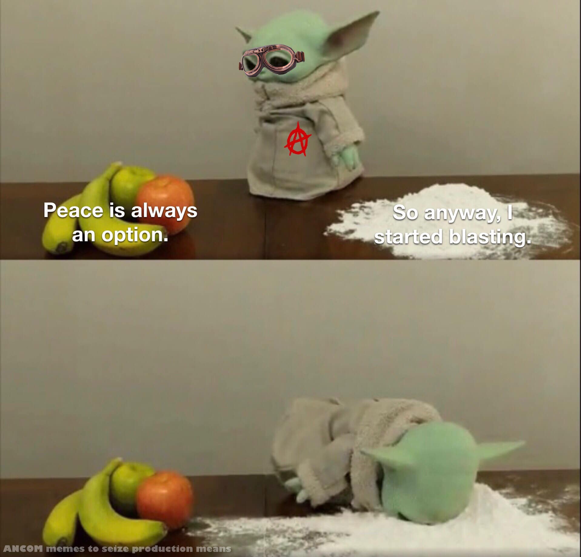 This meme is a screenshot from the TV show "Star Wars: The Mandalorian" featuring a character named "The Child" (also known as "Baby Yoda") sitting at a table with a tray of food in front of him. The character is wearing a pair of glasses and a confident expression, as if to say "This is how I take my coffee." The text overlay reads "In a galaxy far, far away..."